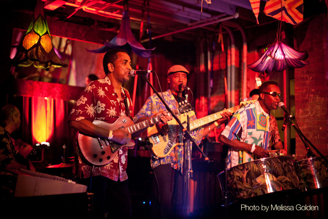 Band playing at a Stranded from Burning Man party. Photo by Melissa Golden.