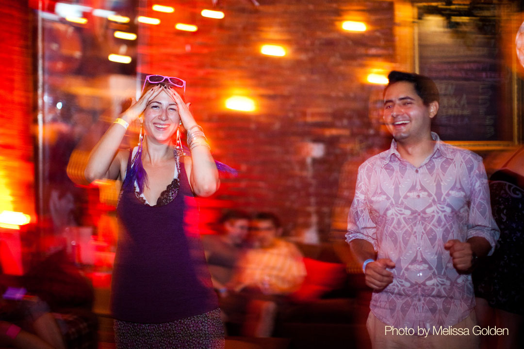 People partying at a Stranded from Burning Man party. Photo by Melissa Golden.