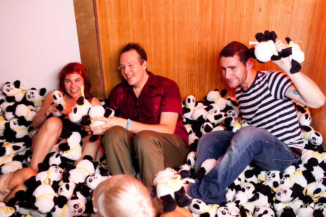 Chilling in the Panda pit at a Stranded from Burning Man party.  Photo by Melissa Golden.