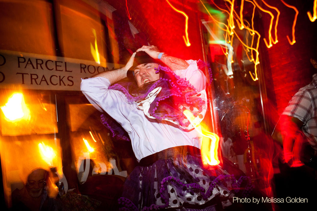 Mind blown at a Stranded from Burning Man party.  Photo by Melissa Golden.